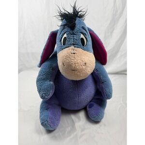 Disney Store Eeyore Plush Winnie the Pooh Blue Purple Detachable Tail 16 Inch